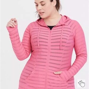 Torrid Everyday Fleece Semi Sheer Stripe Active Zip Hoodie
